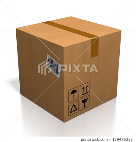 Cartboard package on white background - 3D illustration Cartboard package on white background - 3D illustration 129476382