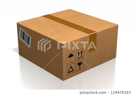 Cartboard package on white background - 3D illustration Cartboard package on white background - 3D illustration 129476383