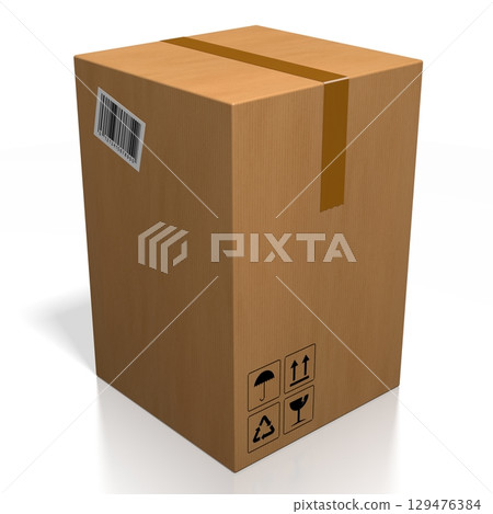 Cartboard package on white background - 3D illustration 129476384
