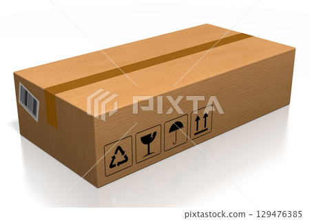 Cartboard package on white background - 3D illustration 129476385