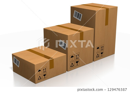 Three packages - transport concept - 3D illustration 129476387