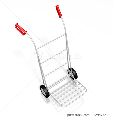 Hand cart isolated on white background - 3D illustration 129476392