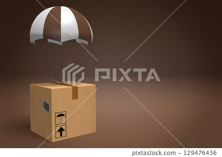 Parcel on a parachute - 3D illustration Parcel on a parachute - 3D illustration 129476436