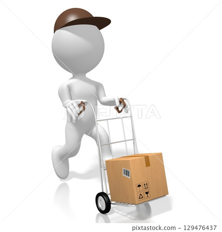 Courier with package - delivery concept - 3D illustration 129476437