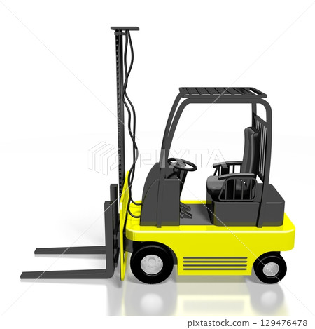 Forklift machine isolated on white background - 3D illustration 129476478