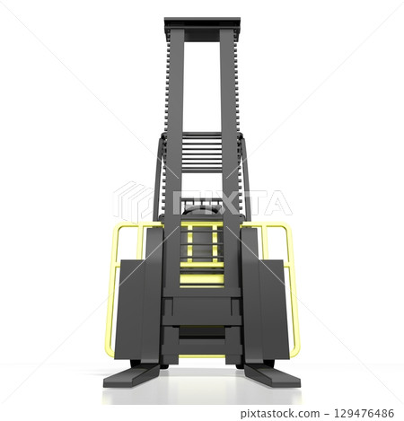 Forklift machine isolated on white background - 3D illustration 129476486
