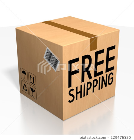 Cartboard package - free shipping concept - 3D illustration 129476520