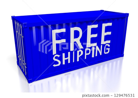 Cargo container - free shipping concept - 3D illustration 129476531
