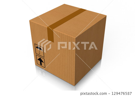 Cartboard box isolated on white background - 3D illustration 129476587