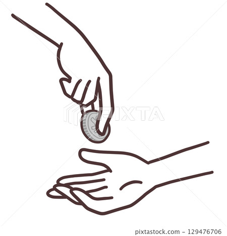 一隻手給錢的插圖 一隻手給錢的插圖 129476706
