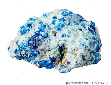 natural raw azurite and gibbsite mineral cutout 129476725