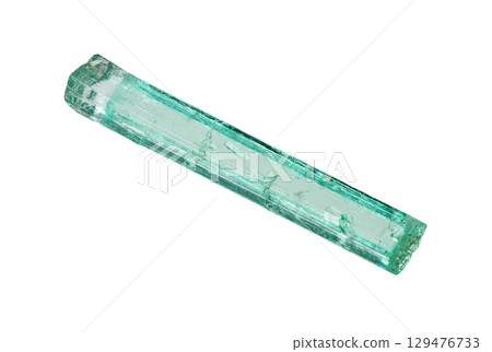 rough natural emerald crystal cutout on white rough natural emerald crystal cutout on white 129476733