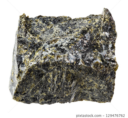 natural rough diopside mineral cutout on white natural rough diopside mineral cutout on white 129476762