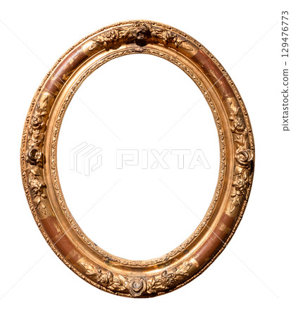 baroque vertical oval golden picture frame cutout 129476773