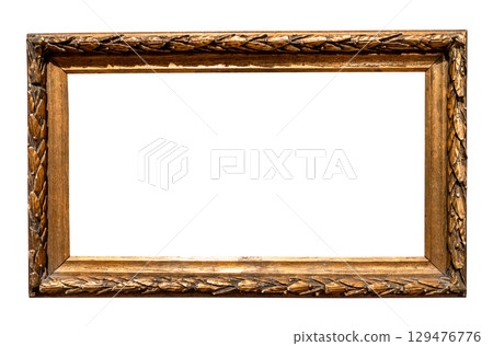 retro long shabby golden carved painting frame 129476776