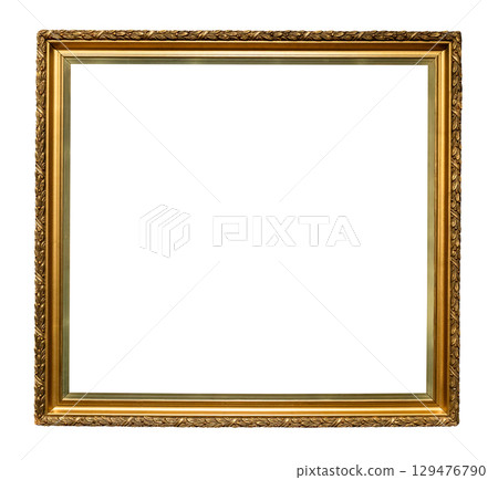 old simple golden wooden picture frame cutout 129476790