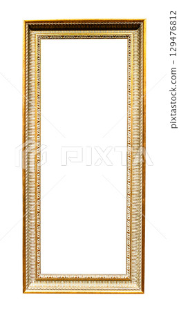 old vertical tall carved gold picture frame cutout 129476812