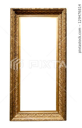 old vertical high golden wide picture frame cutout 129476814