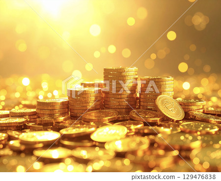 A rich and luxurious image of a shining pile of gold coins A rich and luxurious image of a shining pile of gold coins 129476838