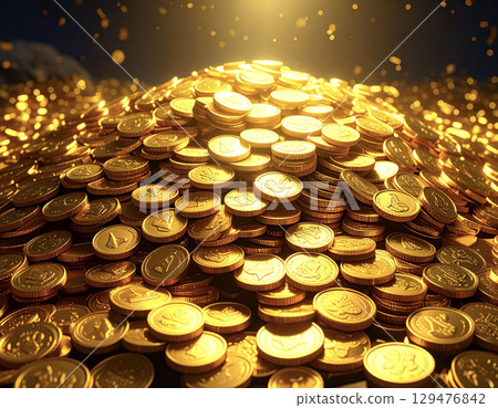 A pile of luxurious gold coins A pile of luxurious gold coins 129476842