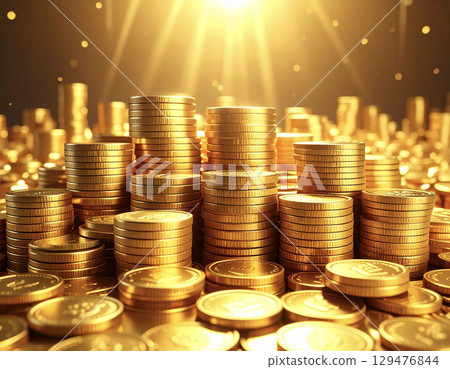 Luxury image of a shining pile of gold coins Luxury image of a shining pile of gold coins 129476844