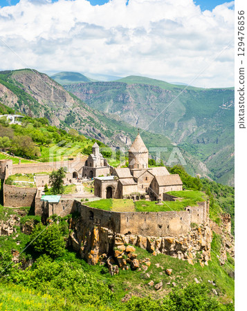 top view of Tatev Monastery on sunny May morning 129476856