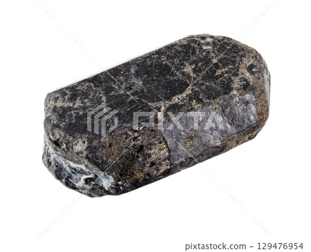 raw natural augite mineral cutout on white raw natural augite mineral cutout on white 129476954