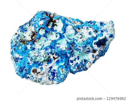natural rough azurite and gibbsite mineral cutout 129476962