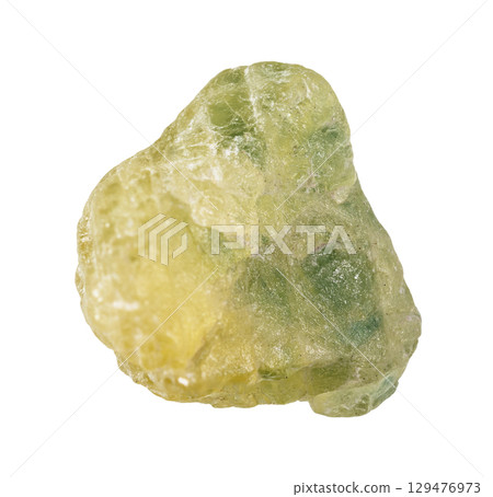 rough yellow green sapphire corundum stone cutout 129476973