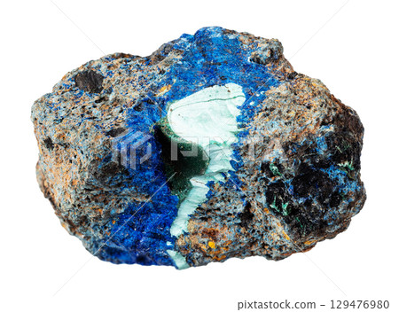 rough natural azurite and malachite mineral cutout 129476980