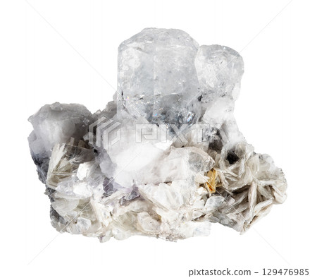 rough goshenite with mica and feldspar cutout 129476985