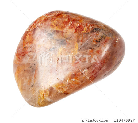 natural tumbled orange quartz cutout on white 129476987