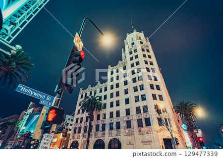 美國洛杉磯好萊塢街景與夜景 美國洛杉磯好萊塢街景與夜景 129477339
