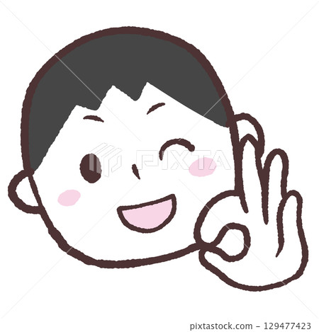 一名男子做出「OK」手勢的插圖 129477423
