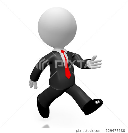 Running cartoon businessman - 3D illustration Running cartoon businessman - 3D illustration 129477688