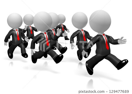 Running cartoon businessmen - 3D illustration Running cartoon businessmen - 3D illustration 129477689
