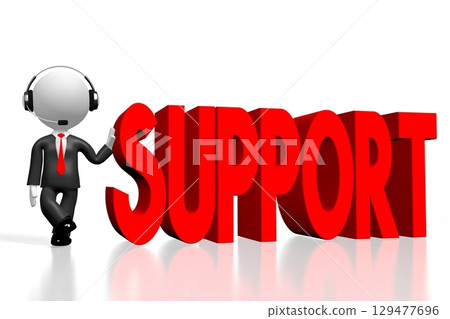Cartoon businessman and support word - 3D illustration 129477696