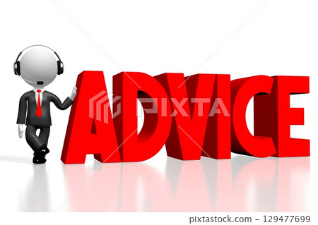 Cartoon businessman and advice word - 3D illustration 129477699