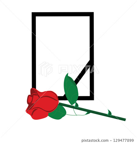 Funeral frame and rose. Vector illustration. Funeral frame and rose. Vector illustration. 129477899