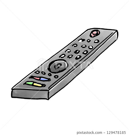 Hand-painted watercolor style black main line TV remote control illustration Hand-painted watercolor style black main line TV remote control illustration 129478185