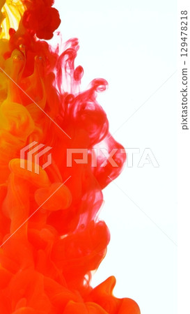 Colored Ink Abstract Shape Under the Water. Isolated on White Background. Vertical Aspect Ratio. 129478218