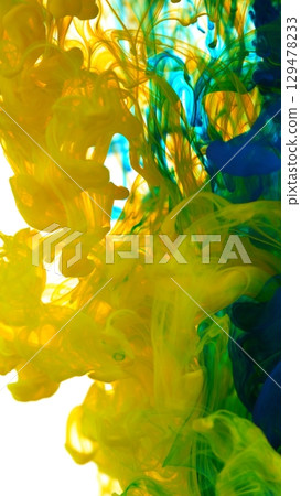 Colored Ink Abstract Shape Under the Water. Isolated on White Background. Vertical Aspect Ratio. Colored Ink Abstract Shape Under the Water. Isolated on White Background. Vertical Aspect Ratio. 129478233
