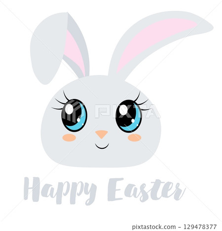Happy Easter. Easter bunny and the inscription "Happy Easter" on a white background. For banners, cards, social networks. Vector Happy Easter. Easter bunny and the inscription "Happy Easter" on a white background. For banners, cards, social networks. Vector 129478377