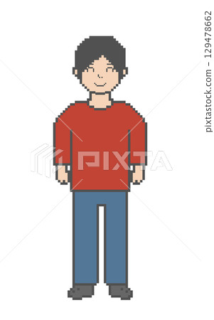 Smiling man pixel art_red clothes 129478662