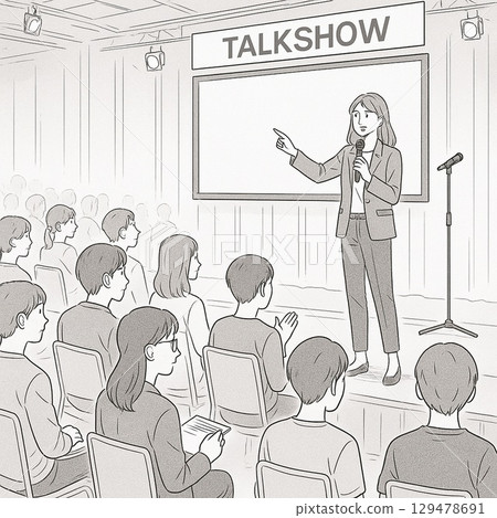 Illustration of a sold-out lecture by Generative AI 129478691