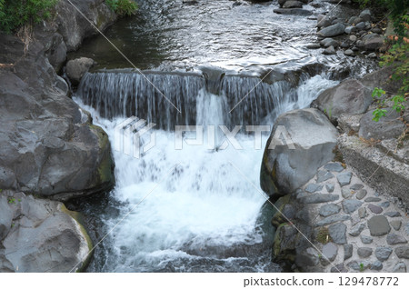 Small waterfall on the river 129478772