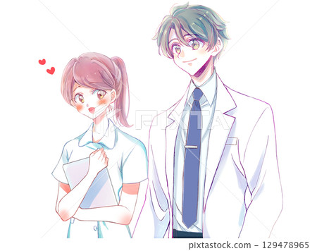 Nurse and doctor side by side in love 129478965
