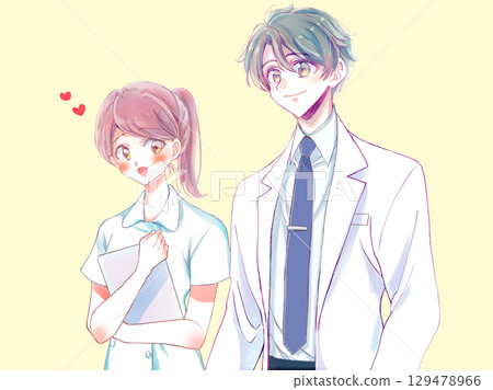護士和醫生並肩而立，充滿愛意 129478966