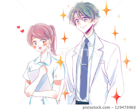 Nurse and doctor side by side in love 129478968