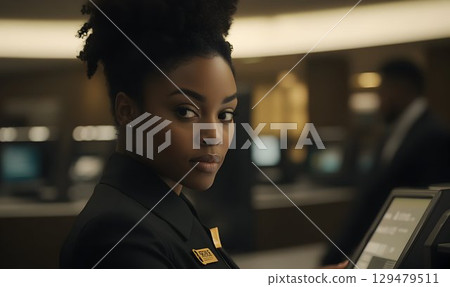 Captivating Portrait of a Confident Professional Woman in a Modern Office Setting 129479511